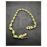925 Silver Green Stone Tennis Bracelet 11g