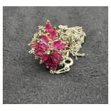 Red Stone Ring & 925 Silver Chain