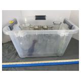 Mixed Glass Vase Collection in Storage Bin