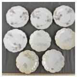 Antique Scalloped Floral Plate Lot (8)