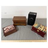 Lot 4 Vintage Wooden Jewelry Boxes