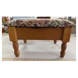 Vtg Floral Tapestry Storage Footstool