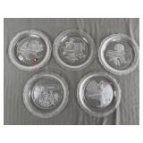Fostoria State Crystal Plate Lot (5)