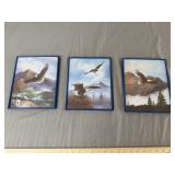 3 vintage bald eagle prints