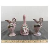 Pink Floral Porcelain Miniature Lot (3)