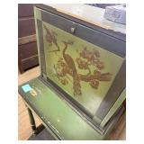 Peacock Decorated Drop Front Cabinet