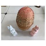 Lot 3 Vintage Woven Easter Egg & Bunnie