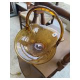 Vintage Tiara Amber Glass Sandwich Basket