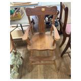 Antique Childï¿½s High Chair w/ Bullseye Carvings