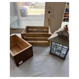 Metal Lantern & Wooden Crates Lot