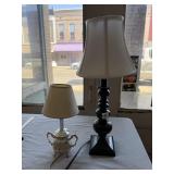 Wood Table Lamp & Silver Accent Lamp