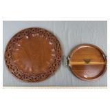 Kromex Eagle & Hand-Carved Wood Tray Lot