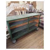 Rolling Green Painted Display Shelf