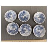 Blue Transferware Saucer Plate Lot (6)