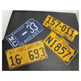 1951 Vintage License Plate Lot KS OK WV PA Authent