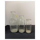 Set of 3 Plain Glass Milk Jars
