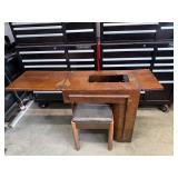 Art Deco Sewing Machine Cabinet & Bench Stool