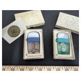 Boxed Scripto VU-Lighters - LBJ Presidential & FB