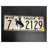 1951 Wyoming Truck License Plate Goshen County 7-2