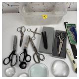 Assorted Sewing Scissors, Shears, Magnifiers