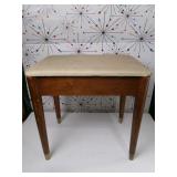 Vintage Wooden Sewing Bench with Upholstered Seat