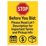 IMPORTANT - PLEASE READ BEFORE BIDDING