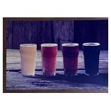 Framed Four Beer Glasses Wall Print