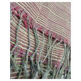 Handwoven Striped Fringe Scarf Shawl Pink 56' x 14