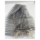 Structured Double-Layer Metallic Gray & Gold Scarf