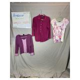 GAP Purple Knit Button Up Abstract Blouse 3-Piece