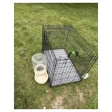 Folding Metal Wire Dog Crate & Gravity Waterer