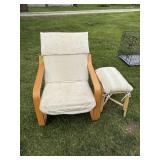 IKEA Poang Cantilever Chair & Rattan Ottoman