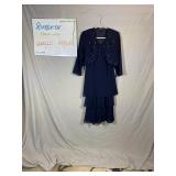 R&M Richards Navy Beaded Layered Dress Jacket Suit