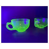 Vintage Green Vaseline Uranium Glass Cups Lot