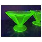 Vintage Green Uranium Glass Sherbet Cups Lot