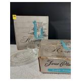 Vintage Federal Glass Wheat Snack Set in Box