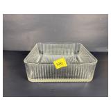 Vintage Federal Glass Ribbed Refrigerator Dish