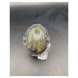 Labradorite German Silver Statement Ring Size 8