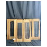 Vintage Leaded Glass Wood Cabinet Doors Lot