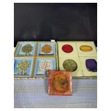 Vtg Korean Art Coasters, 4 Seasons & Clay Art Lot