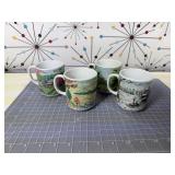 Vtg 4 Seasons Japan Country Landscape Mug Set