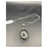 Labradorite German Silver Pendant Necklace Set