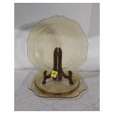 Vintage Federal Glass Amber Patrician Spoke Plates