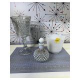 VintageMilk Glassware Set: Diamond-Cut Goblet