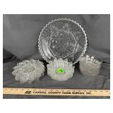 Federal Glass Fruit Platter & Starburst Bowls