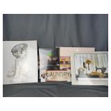Assorted Wall Art Prints & Laundry Wood Sign