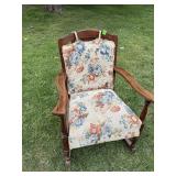 Vintage Tapestry Cushion Wood Rocking Chair