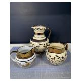 Vtg Myott England Gold Lustre Jug & Creamer Set