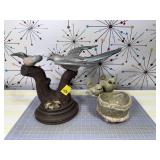 Vtg 1970s Ceramic Bird Sculptures & Nest Figurine