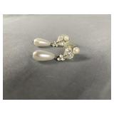 Vintage Faux Pearl & Rhinestone Dangle Earrings